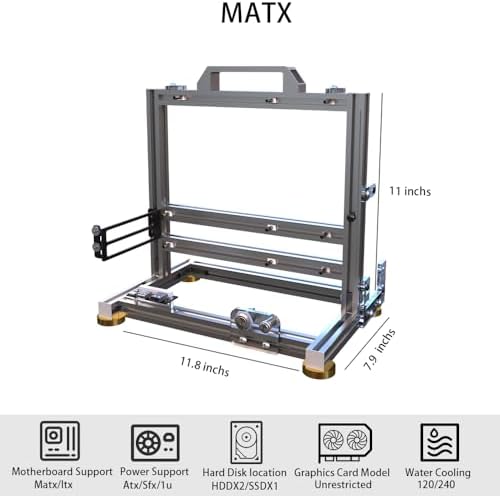 DIY Open Frame PC Chassis, Aluminum Computer Case, Supports ITX Motherboard, Excellent Cooling, Type-C Support