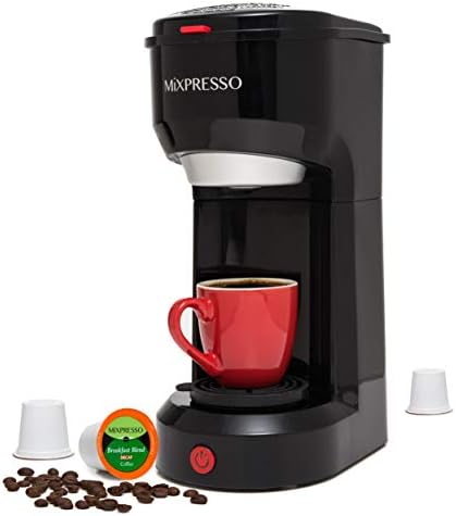 Mixpresso Single Serve Coffee Maker K Cup Coffee Maker for K Pods & Grounds | Compact 800W White Coffee Machine with 14 Oz Water Tank, Fast Brew & Auto Shut-Off, Small Design for Travel RV, Office& Dorm