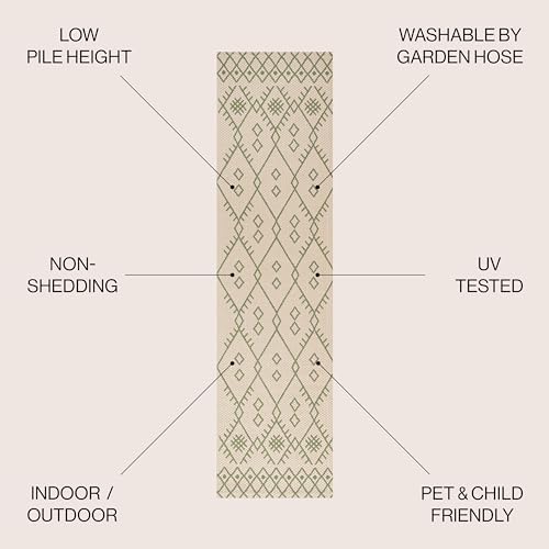 JONATHAN Y Boho Moroccan Indoor Outdoor Area Rug 3X5 Ivory/Navy, Casual for Backyard, Patio, Porch, Easy-Cleaning, High Traffic, Pet-Friendly
