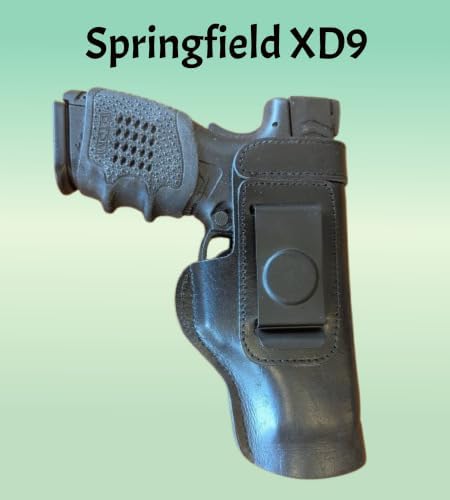 The Ultimate Leather IWB Holster - Fits S&W M&P Shield - Glock 17 19 22 23 32 33 44 / Springfield XD & XDS/Walther P99 & All Similar Handguns - Right Handed'-Black