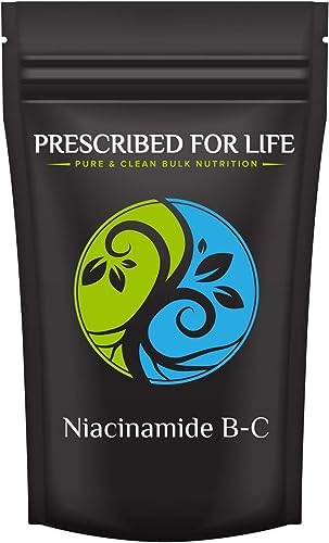 Prescribed For Life Niacinamide Powder (B-C), Fine Granular USP Grade Vitamin B3 Powder, Natural Nicotinamide Supplement, Gluten Free, Non GMO, Vegan, Niacinamida Pura (1kg / 2.2lb)