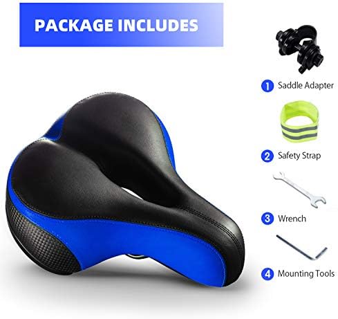 Bike Seat, Most Comfortable Bicycle Seat Dual Shock Absorbing Memory Foam Waterproof Bicycle Saddle Bike Seat Replacement with Refective Tape