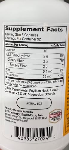 21st Century, Psyllium Fiber, 160 Capsules - 2pc