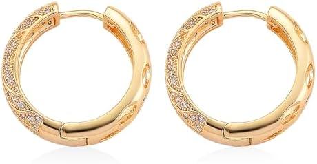 Cubic Zirconia Hoop Earrings in Goldtone