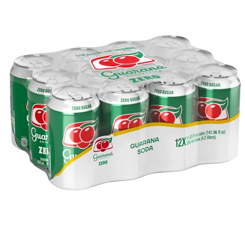 Guaraná Antarctica Zero, The Brazilian Original Guaraná Soda, Zero Sugar, 11.83 fl oz (Pack of 12) - Packaging May Vary