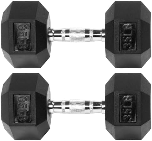 Rubber Encased Hex Dumbbell with Knurled Alloy Material Non-slip Handle, Basic Professional Dumbbell