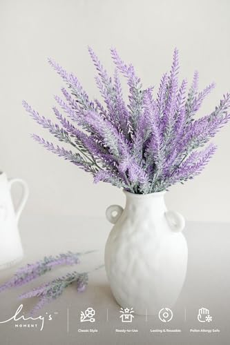 Ling's moment Artificial Purple Lavender, 4 Bushes Fake Lilac Flower