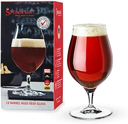 Spiegelau Barrel Aged Tulip Beer Glasses, Stylish Crystal Drinking Glasses for Craft Beers, Stouts, Belgian Ales, Sours, Cocktails, Gifts for Men, Bachelor Party, Elegant Glassware, 17.7 oz, Set of 2
