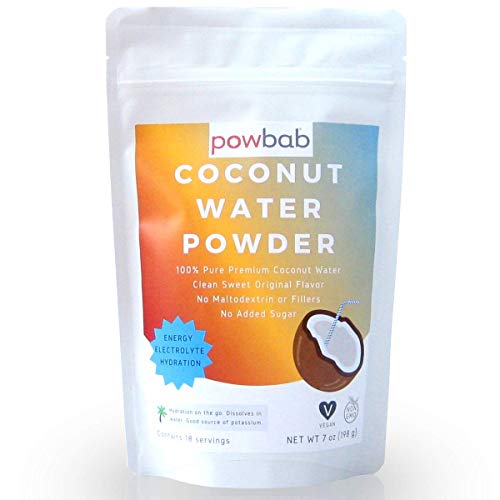 powbab Coconut Water Powder From 100% Organic Coconut. No Sugar Added. Pure Delicate, Clean Taste. Dehydrated, Not Freeze Dried, Raw