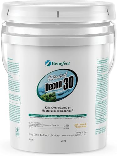 Benefect Botanical Decon 30 Disinfectant Cleaner - All Natural Formula for Effective Cleaning Power - Ideal for Restoration Jobs & Water Damage - 20476 - 1 Gallon
