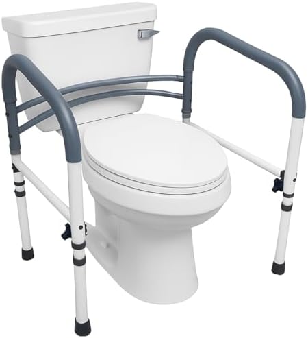 Carex Toilet Safety Rails, Adjustable and Detachable Toilet Safety Frame with Handles for Elderly, Handicap, or Disabled