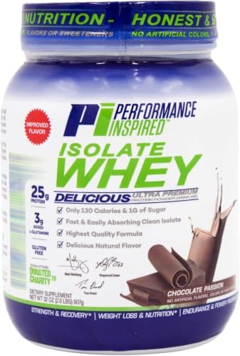 PERFORMANCE INSPIRED Isolate Whey Protein Powder – Vanilla – 25G – 2lb | All Natural - Fast Absorbing - Added L-Glutamine - Contains BCAAs
