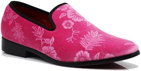 SPK35 Men's Vintage Velvet Flower Designer Dress Loafers Slip On Shoes Classic Tuxedo Dress Shoes