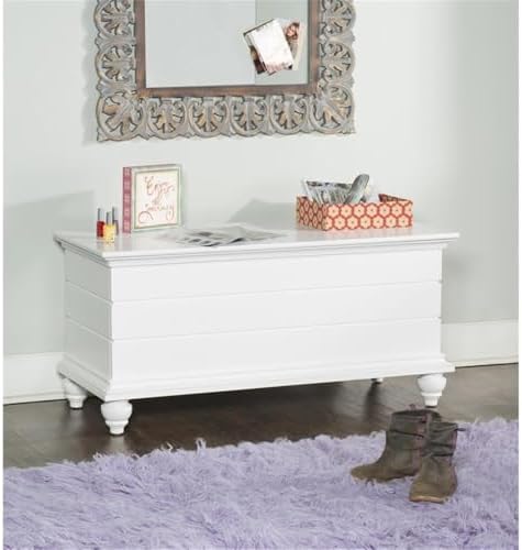 BOWERY HILL Transitional Rubberwood Cedar Chest, 40.5" W x 17.33" D x 19" H, MDF and Tupelo Veneer, White Finish, Faux Plank Details