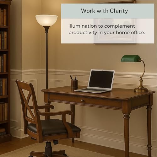 LIGHTACCENTS Bronze Floor Lamp, 72'' Torchiere with Glass Shade, Modern Floor Lamp for Living Room, Bedrooms, Office