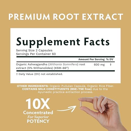 TRIBE ORGANICS Ashwagandha KSM 66 Pure Organic Root Powder Extract Ayurvedic Supplement - Focus, Mood Support, Increase Energy, Strength