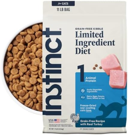 Instinct Limited Ingredient Diet Dry Cat Food, Real Rabbit, 4.5 lb. Bag | Single animal protein and vegetable recipe, raw-coated kibble, farm-raised rabbit, gentle on sensitive stomachs