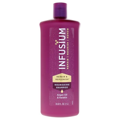 Infusium Repair and Replenish Nourishing Shampoo - Hydrating and Clarifying Shampoo for Build Up - Ceramides, Keratin, and Argan Oil - 13.5 oz