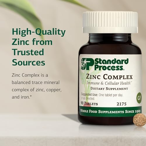 Standard Process Zinc Complex - Enzyme Function Support to Aid Normal Testes Function - Supports Immune Health & Cellular Energy - Gluten-Free