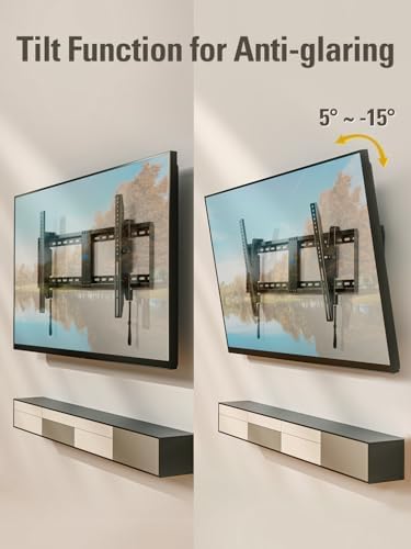Mounting Dream Tilting TV Wall Mount for Most 37-90 Inch TVs up to 132lbs | Low Profile TV Mount Fits 16", 18", 24" Studs, Max VESA 600x400mm, Wall Mount TV Bracket with Quick Lock & Release, MD2268-LK