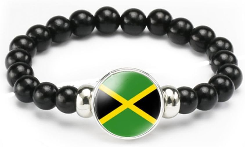 vmcoatdu National Flag Bracelet Elastic Rope Beaded Bracelet Support Your Country Travel Souvenir Gifts for Men Women