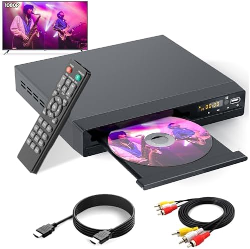 HD DVD Player, CD Players for Home, DVD Players for TV, HDMI and RCA Cable Included, Up-Convert to HD 1080p, All Region, Breakpoint Memory