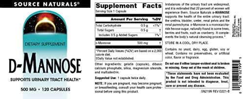 Source Naturals, D-Mannose - 500mg - 30 Capsules | Supports Urinary Tract & Bladder Health
