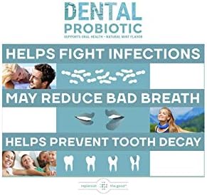 Dental Oral Probiotic, 60 Chewable Tablets - Supplements w/BLIS K12 & M18 - Bad Breath Treatment for Adults - Boosts Oral Health - Fights Halitosis, Tooth Decay, Strep Throat (Mint Flavor)