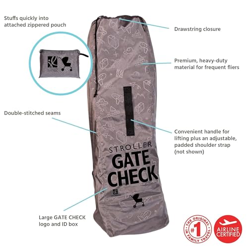 J.L. Childress Gate Check Bag for Umbrella Strollers - Travel Bag for Airplane, Fits Most Single Umbrella Baby Strollers, Airport Accessories for Gate Check, Flying Essentials - Red