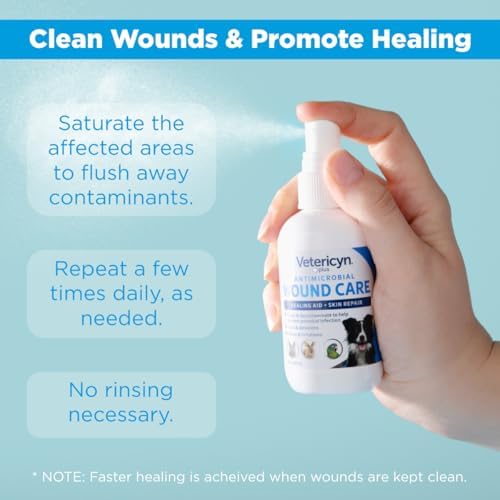 Vetericyn Plus Dog Wound Care Spray | Healing Aid and Skin Repair, Clean Wounds, Relieve Dog Skin Allergies, Safe for All Animals. 16 ounces