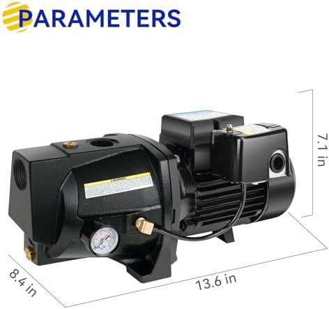 Shallow Well Jet Pump,Cast Iron, Well Depth Up to 25ft, 115V/230V Dual Voltage, Automatic Pressure Switch