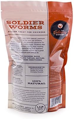 Fluker's Culinary Coop Premium Chicken Treats, Dried Soldier Worms, Packed with Protein and Calcium, 100% Natural Rich Grubs for Chicken, Backyard Birds, and Reptiles, 16 oz