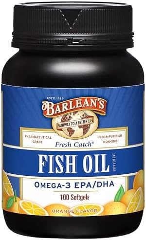 Barlean's Omega 3 Fish Oil Supplements, 600mg Fish Oil Pills with EPA & DHA, Softgels for Joint, Brain, & Heart Health, Orange Flavored, 250 Count | Wild-caught fish oil, EPA DHA omega-3, Burpless, Non-GMO, Gluten-free, 250-count value size, Heart & brai…