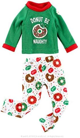 The Elf on the Shelf Donut Pajama Outfit - 2019 Retro Claus Couture Sleepover Set (Two Piece) - Cute Christmas Themed PJ Outfit For Both Boy and