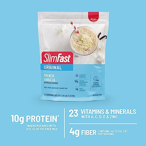 SlimFast Meal Replacement Powder, Original Rich Chocolate Royale, Weight Loss Shake Mix, 10g of Protein, 52 Servings (Packaging May Vary)