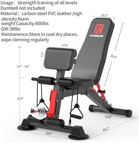 K KiNGKANG Adjustable Weight Bench for Home Gym Full Body Strength Training
