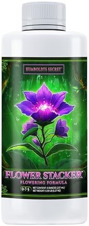 Humboldts Secret Flower Stacker | 0-7-5 Bloom Booster with Vitamin B1 | High Phosphorus Potassium Flowering Nutrients | Potting Soil Hydroponics Coco | Indoor & Outdoor Plants | 32 Ounce