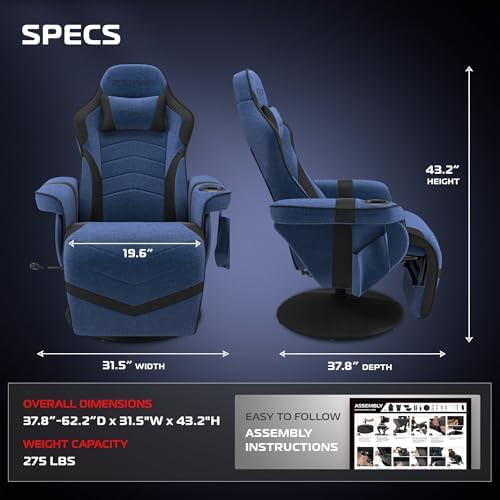Respawn 900 Gaming Recliner Chair with Footrest, Cup Holder and Swivel