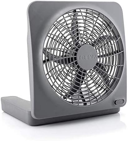 Treva 10 in Portable Desktop Battery Fan 2-Speed with AC Adapter Graphite | Yes