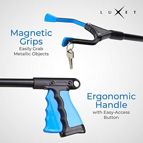 Grabber Reacher Tool, [Updated Version] Long 32” Steel Foldable Pick Up Stick with Strong Grip Magnetic Tip for Store Shelves