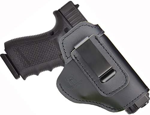 IWB Leather Holster for Inside Waistband Concealed Carry Fits:S&W M&P Shield-Glock19 26 29 30 32 43-Beretta Px4-RUGER EC9s-SIG-HK-Taurus-XDS or Similar Sized Handguns