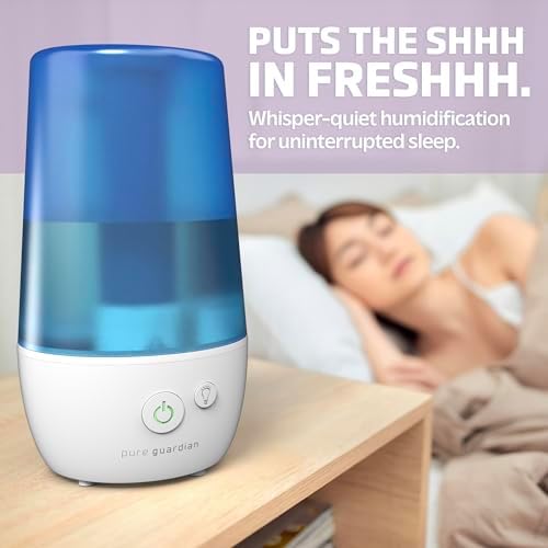 PureGuardian Ultrasonic Cool Mist Humidifier with Aromatherapy Tray, 70-Hour Run Time, 1-Gallon Tank Capacity, 320 Sq. Ft. Coverage for Small Rooms