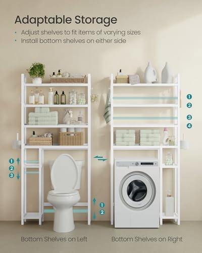 SONGMICS Bamboo Over The Toilet Storage Cabinet, Adjustable Inside Shelf