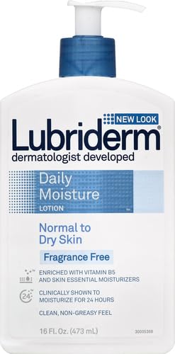 Lubriderm Daily Moisture Body Lotion, Fragrance Free, 16 fl. oz | Hydrating Face, Hand & Body Lotion + Pro-Ceramide for Sensitive Skin, 24-Hour Moisturizer with Shea Butter, Non-Greasy