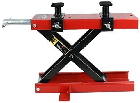 ZENY Motorcycle Lift, Motorcycle Center Scissor Lift Jack with Saddle & Safety Pin, 1100 LBS Capacity Steel Jack Hoist Stand for Motorcycles, ATVs