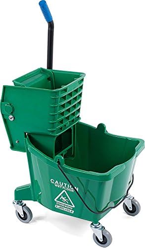 Carlisle FoodService Products 26 Qt Mop Bucket with Side Wringer, Yellow | 18.5 x 16.5 x 16.5 Inches, 34.25-Inch Handle Height, 50,000-Cycle Wringer, Non-Marking Casters, Assembly Required