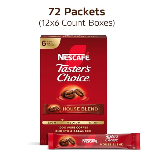 NESCAFÉ Taster's Choice, Instant Coffee Packets, Light Medium Roast Coffee, House Blend