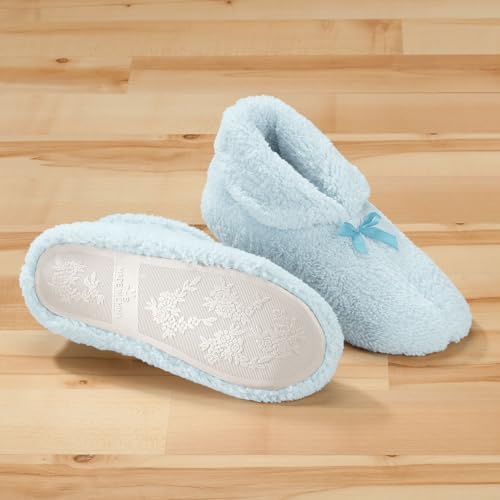 Women's Plush Chenille Slippers, Large, Blue