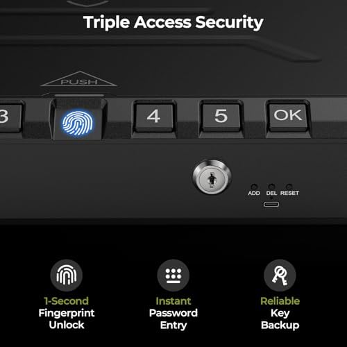 ONNAIS Iron SE Biometric Gun Safe for Handgun with Fingerprint Keypad Lock