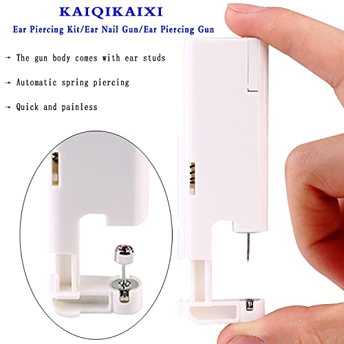 2Pcs Ear Piercing Kit Automatic and Painless Ear Nail Gun Disposable Aseptic Household Ear Piercing Gun Portable Ear Piercing Gun Group Ear Piercing Tools With Built-in 4mm Hypoallergenic Ear Studs